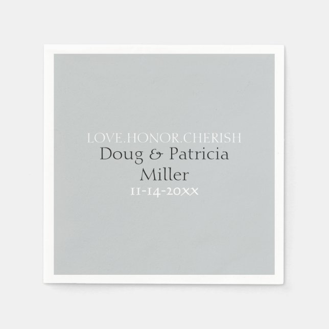 Grått Kärlek Honor Cherish Pappersservett (Framsidan)