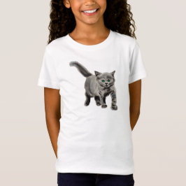 Grått Kattunge Kids Cute T-Shirt-kol teckning T Shirt