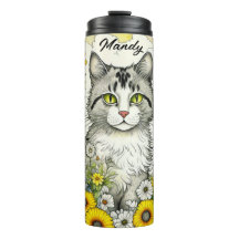 Grått Kattunge Sitta i Blommor