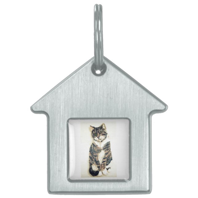 Grått Kattunge Tabby katt Art ID-bricka Husdjur (Framsidan)