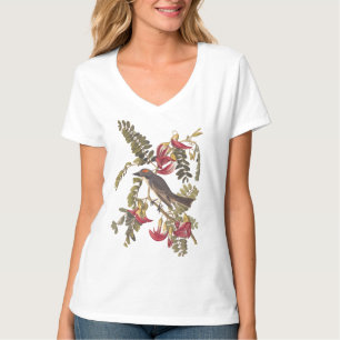 Grått Kingbird Audubon Bird på Blommar Träd T Shirt