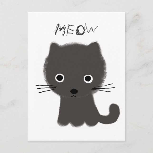 Grått Kitten Meow Vykort (Framsida)