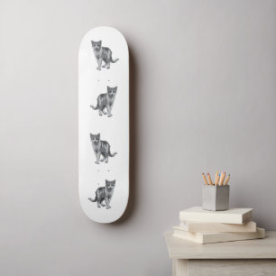 Grått kitten mini skateboard bräda 18,5 cm