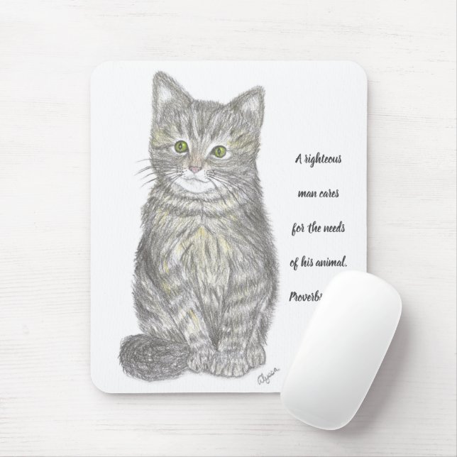 Grått Kitten Mousepad Musmatta (Med mus)