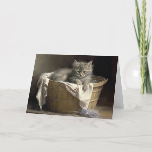 Grått Kitten Porträtt-kort för tvätt eller  för sp Tack Kort