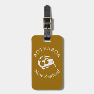 Grått Kiwi med Koru, Aotearoa, Nya Zeeland Bagagebricka