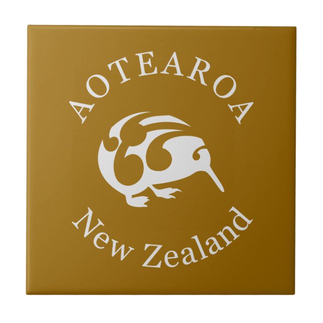 Grått Kiwi med Koru, Aotearoa, Nya Zeeland Kakelplatta (Framsidan)