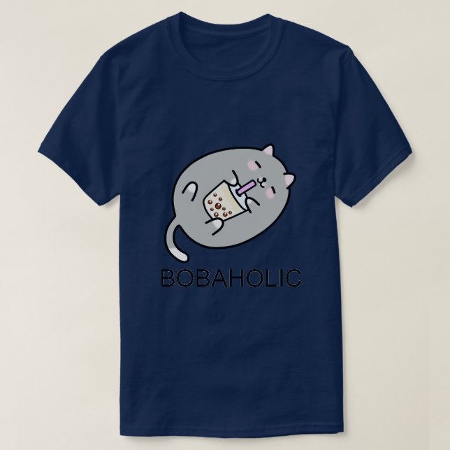 Grått Knubbig Boba Cat behöver mer Boba 1 T Shirt (Design framsida)