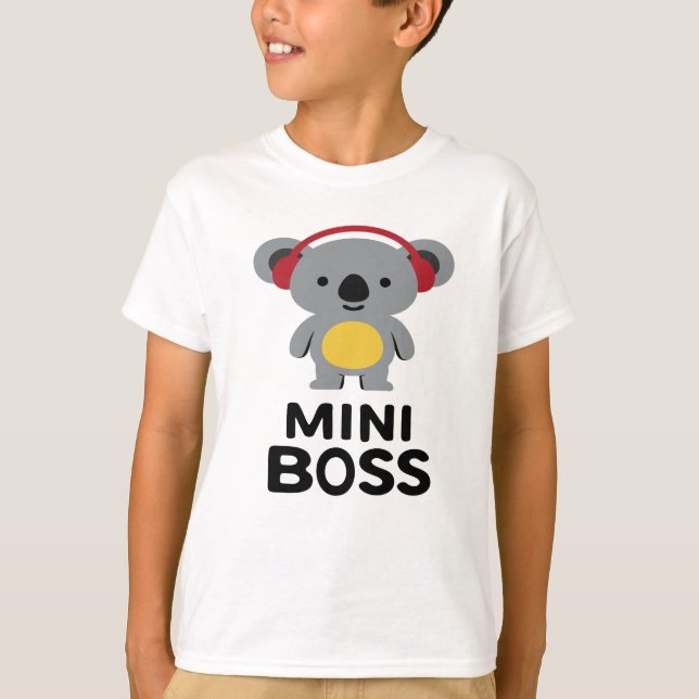 Grått Koala Bear med hörlurar - Mini Chef T Shirt (Framsida)