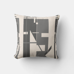 Grått-kol på Lodrät i Beige Bold Tribal Art Kudde