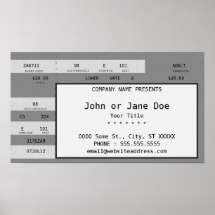 grått konsert biljett poster