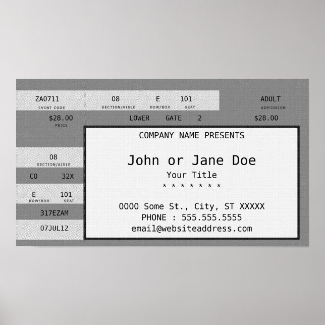 grått konsert biljett poster (Framsidan)