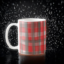 Grått-kontroll av trindfärgat tartan (buffalo plai kaffemugg
