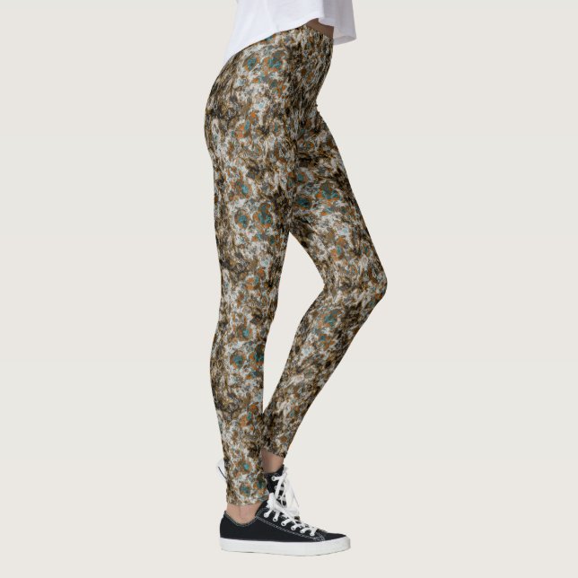 Grått-, koppar- och turkos-marmor-Abstrakt Leggings (Höger)