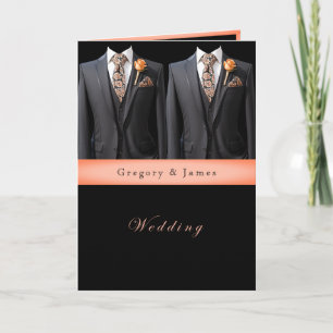 Grått Kostym Peach Ro & Blommigt Tie Inbjudan