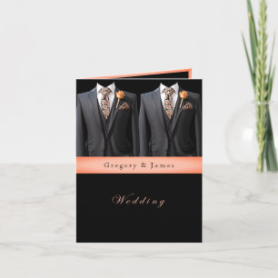 Grått Kostym Peach Ro & Blommigt Tie Inbjudan