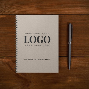 Grått Kraft Papper look Round Logotyp Business Anp Anteckningsbok