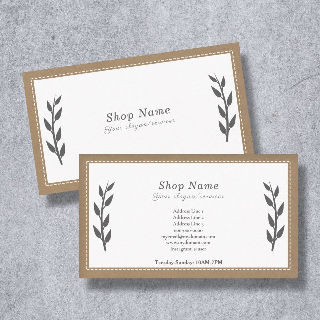 Grått, Kraft & Rustic-Affärskort Visitkort (Gray, Kraft & Rustic Business Card)