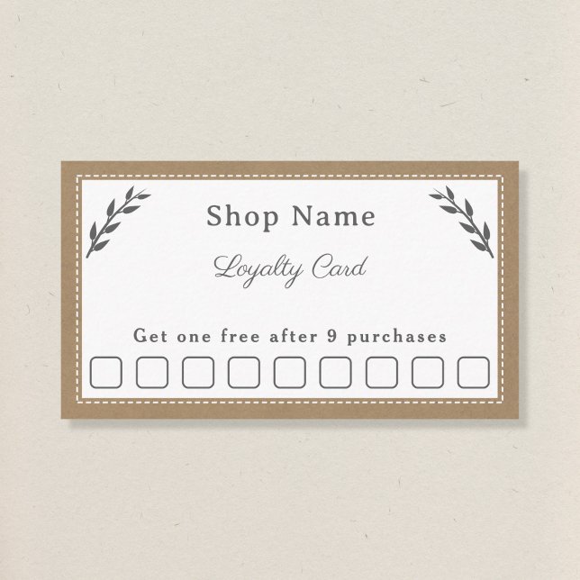 Grått, Kraft & Rustic Loyalty Card Visitkort (Gray, Kraft & Rustic Loyalty Card)