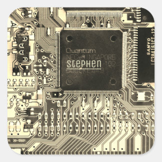 Grått-kretskort ・ Geek Electronic PCB Fyrkantigt Klistermärke
