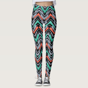 Grått, kricka och mönster för korallhand leggings