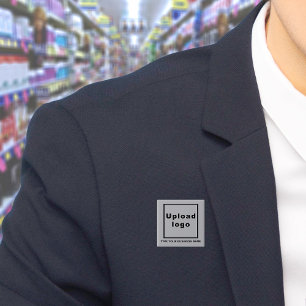 Grått-kvadratknapp för Business Namn och Logotyp Knapp