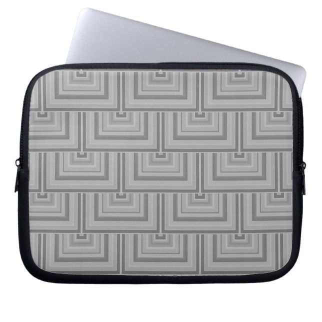 Grått-kvadratvågor Laptop Sleeve (Framsidan)