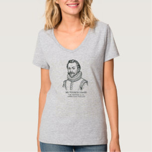 Grått Kvinnors v-nacke t-shirt Herr Francis Drake
