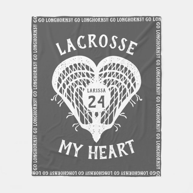 Grått Lacrosse My Heart Fleece Blanket (Framsidan)