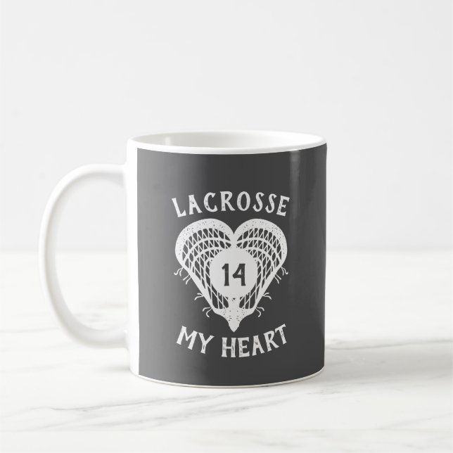 Grått Lacrosse My Heart Kaffemugg (Vänster)