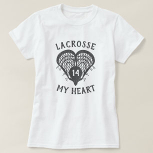 Grått Lacrosse My Heart T-Shirt