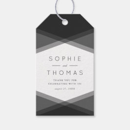 Grått-lagrade Geometric & Black Bröllop Gift-Märkr Presentetikett