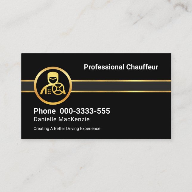 Grått Lagrar Guld Chauffeur Linjer Visitkort (Framsida)