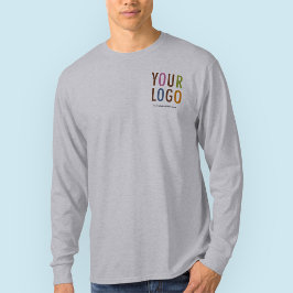 Grått Långärmad Shirt med Logotyp Preshrunk Unisex Tee
