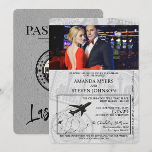 Grått Las Vegas Passport Bröllop Inbjudningar