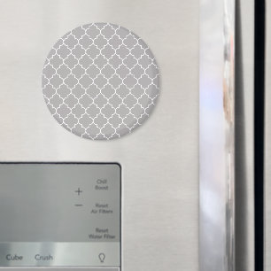 Grått Latticwork, Quatrefoil, Moroccan Trellis Magnet