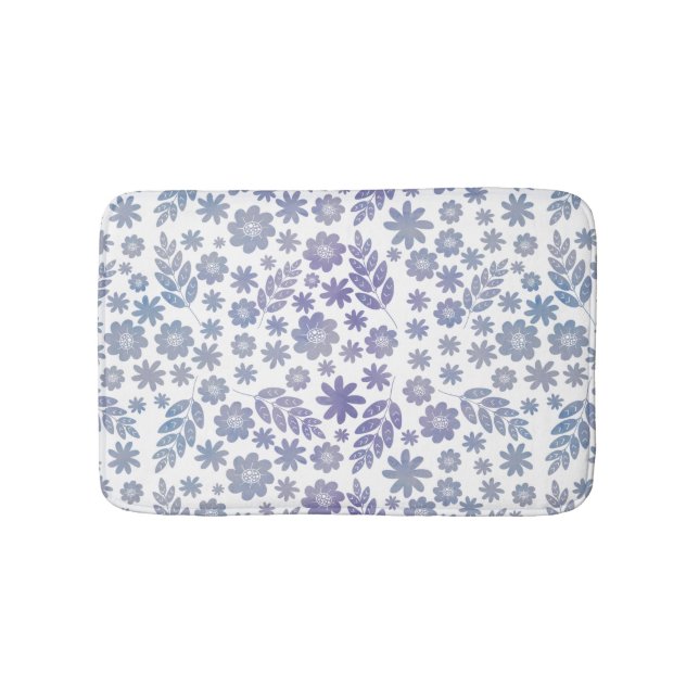 Grått & Lavender-Blommönster Badrumsmatta (Framsidan)