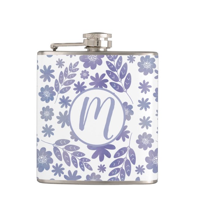 Grått & Lavender-Blommönster Fickplunta (Framsidan)