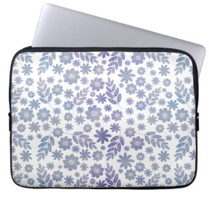 Grått & Lavender-Blommönster Laptop Fodral