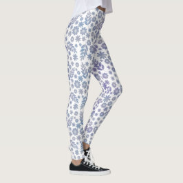 Grått & Lavender-Blommönster Leggings