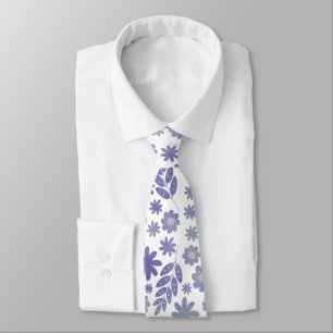 Grått & Lavender-Blommönster Slips