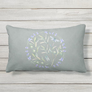 Grått Lavender Olive Gren och Bee Wandan Lumbarkudde