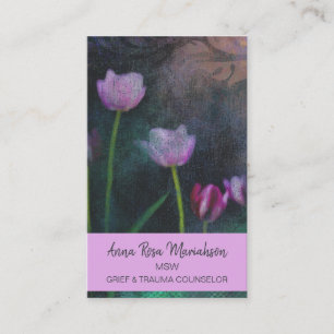 *~* Grått Lavender Rosa Tulip Grunge Shabby-Vinta Visitkort