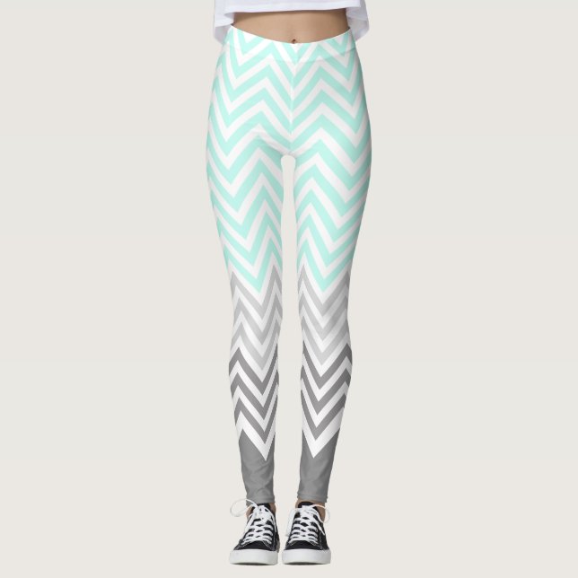 grått-legeringar från chevron teal leggings (Framsida)