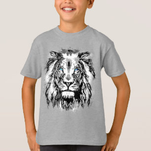 Grått Lejon Head - Realistisk Lejon Shirt - Lejona T