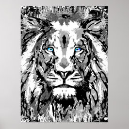 Grått Lejon Porträtt Teckning - Lejon Poster utskr