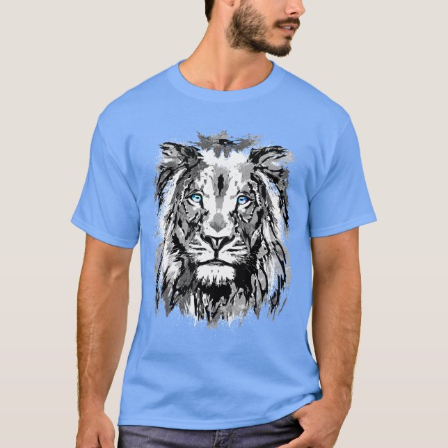 Grått Lejona Porträtt Teckning - Lejon T-Shirt (Framsida)