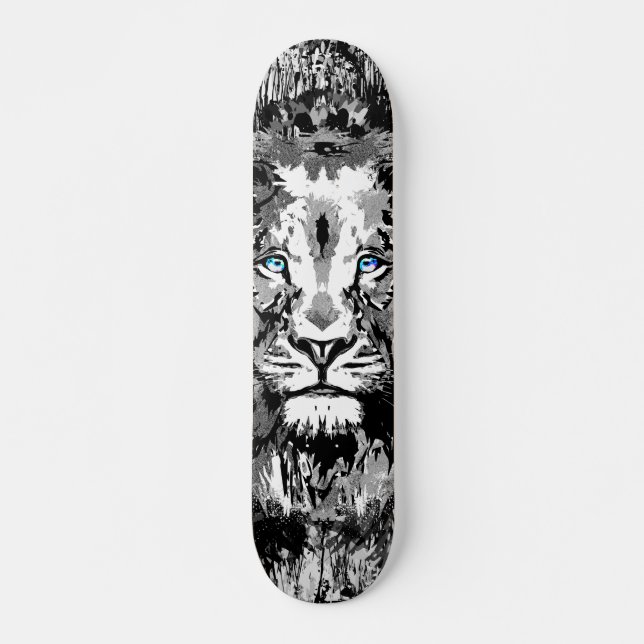Grått Lejona Porträtt Teckning - Lejona Skateboard (Framsida)