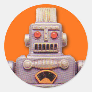 Grått Leksak Robot Stickers (Lakan av 20) Runt Klistermärke