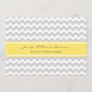 Grått Lemon Chevron Ny gifta annoncards Meddelande